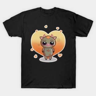 Cute Little Valentines Day Cow with Hearts T-Shirt